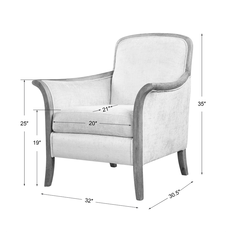 Uttermost Brittoney Wood and Fabric Arm Chair in Weathered Pecan/Brown