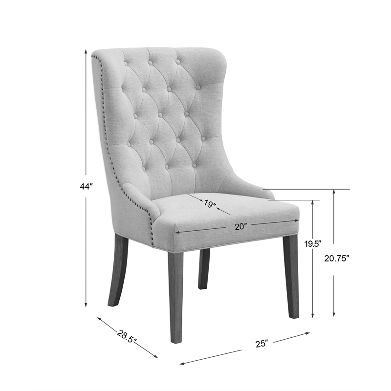 Uttermost Rioni Wood and Fabric Tufted Accent Chair in Slate Blue/Bronze