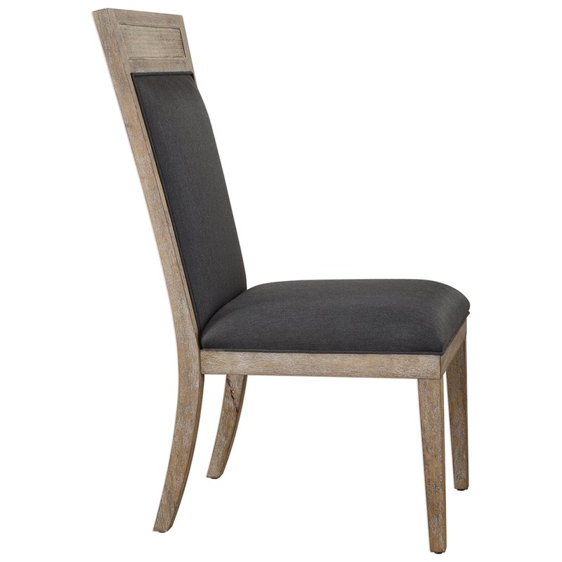 Uttermost Encore Wood Rattan and Fabric Accent Chair in Dark Gray