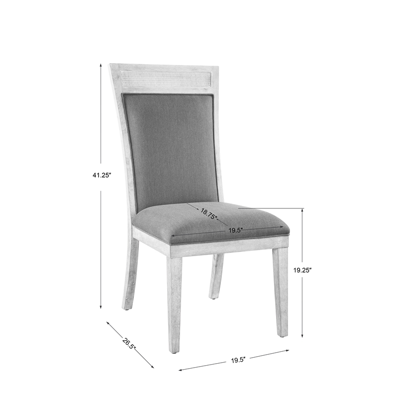 Uttermost Encore Wood Rattan and Fabric Accent Chair in Dark Gray