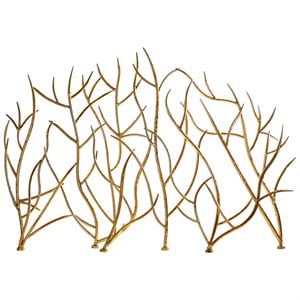 Uttermost Branches Coastal Iron Metal Decorative Fireplace Screen in Gold