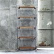 Uttermost Rhordyn 4-Shelf Wood and Metal Bookcase in Walnut and Gunmetal