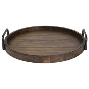 Uttermost Reine Coastal MDF Wood and Metal Serving Tray in Brown/Gray