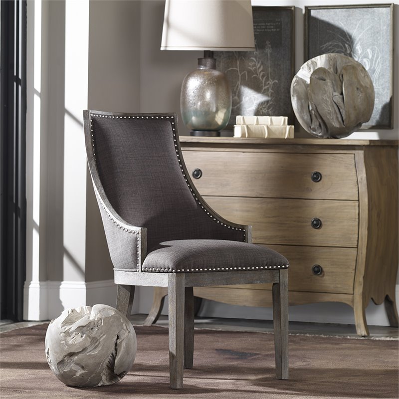 Uttermost Ermanno 2-Piece Teak Wood Ball Sculpture Set in Pale Gray