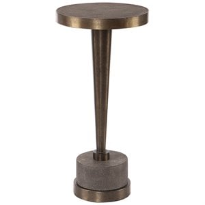 Uttermost Masika 11&quot Round Concrete and Metal Accent End Table in Gray/Bronze