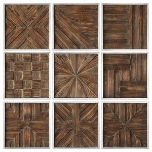 Uttermost Bryndle 9-Piece Fir and MDF Wall Panel Set in Silver/Woodtone