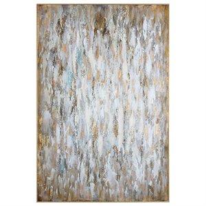 Uttermost Bright Morning Firwood Abstract Art in Blue/Bronze/Gold/White