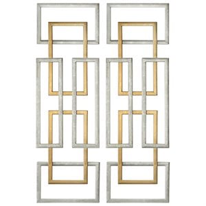 Uttermost Aerin 2-Piece Iron Geometric Wall Art Set in Antique Gold/Silver
