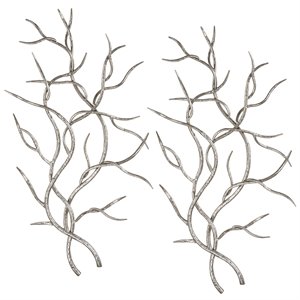 Uttermost Silver Branches Contemporary Iron Wall Art in Silver (Set of 2)