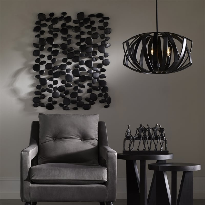 Uttermost Skipping Contemporary Iron Wall Art in Charcoal Black and Silver