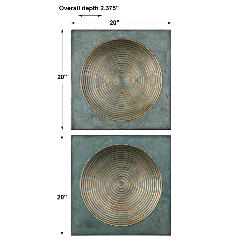 Uttermost Sybil Contemporary Metal Wall Panel in Antique Gold (Set of 2)