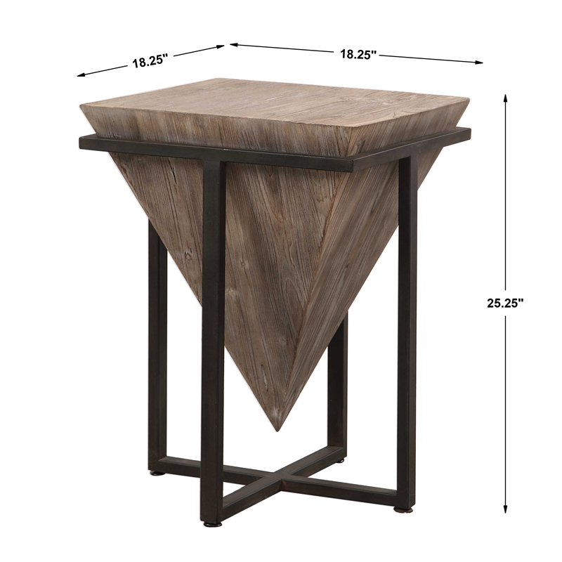 Uttermost Bertrand Iron and Wood Accent End Table in Gray Wash and Aged Black
