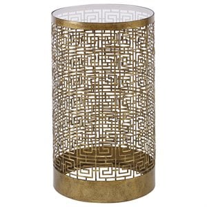 Uttermost Algernon 14&quot Round Iron and Glass Top Accent End Table in Gold