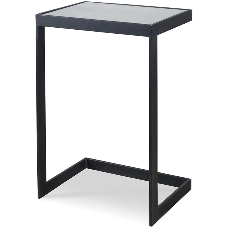 Uttermost Windell Cantilever Iron and Glass Top End Table in Black