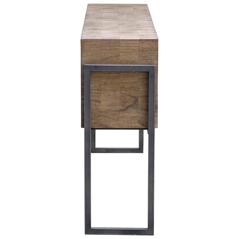 Uttermost Nevis Contemporary Wood and Metal Console Table in Oatmeal and Gray