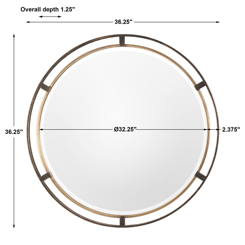 Uttermost Carrizo Contemporary MDF Iron and Glass Decorative Mirror in Bronze