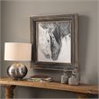 Uttermost Custom MDF Glass Iron and Paper Horses Print in Black and White