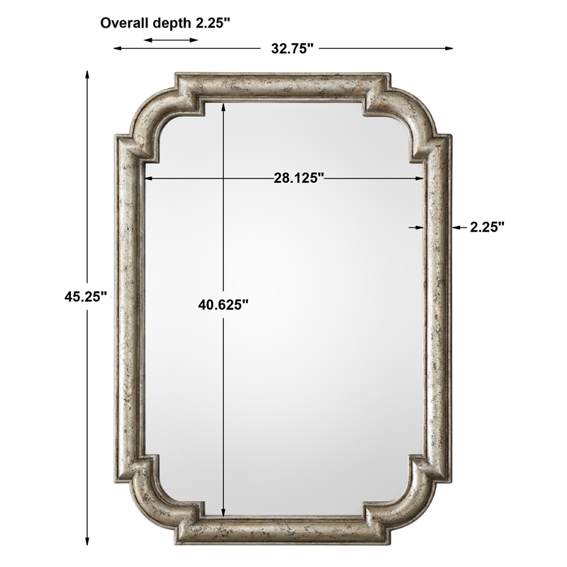 Uttermost Calanna Traditional MDF Wood Decorative Mirror in Antique Silver
