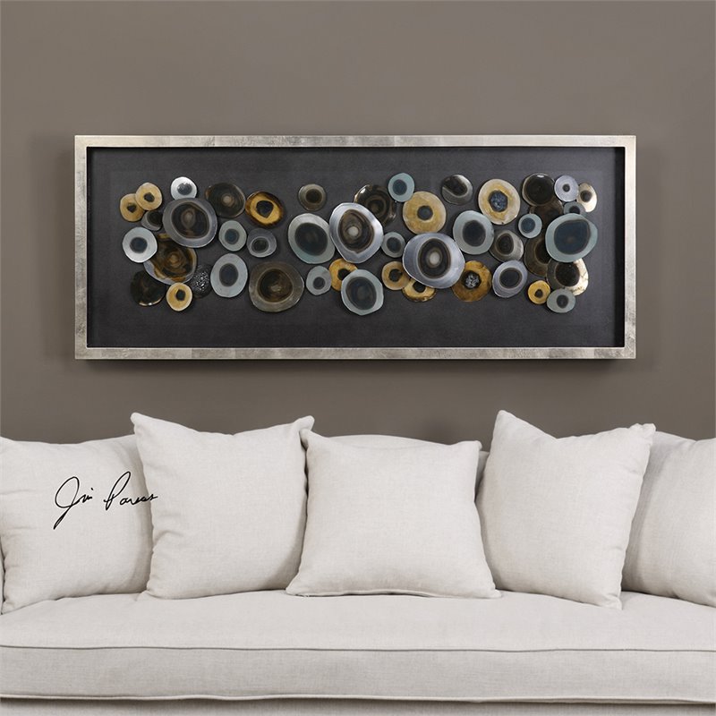 Uttermost Discs MDF Glass and Iron Shadow Box in Brown/Gold/Silver