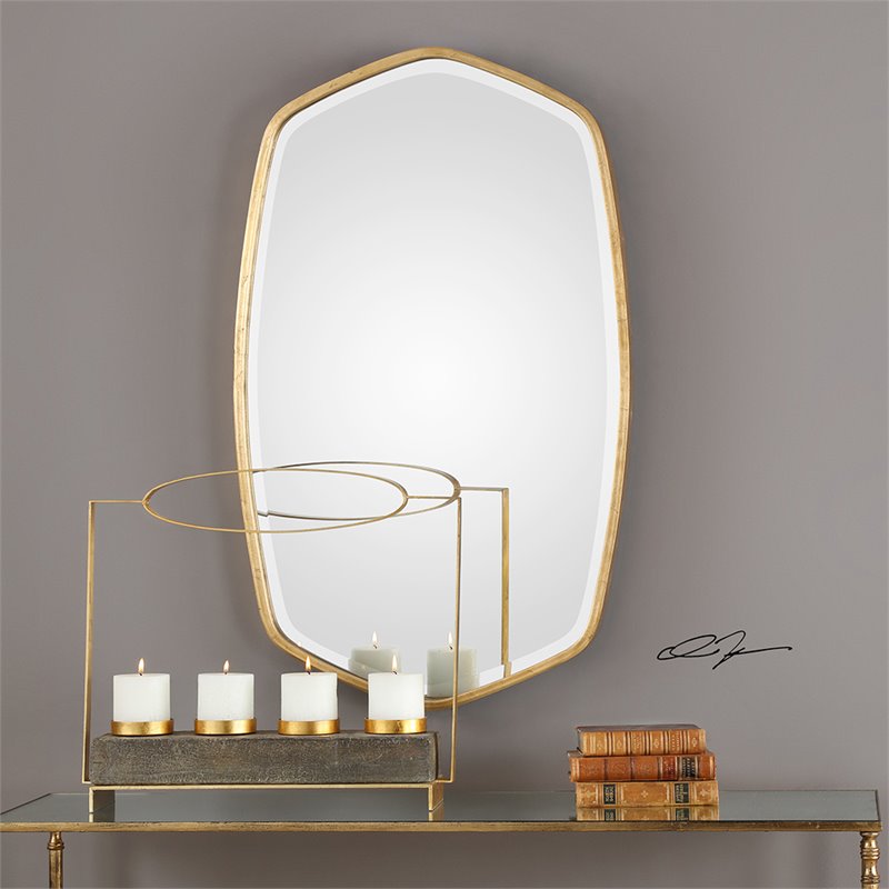 Uttermost Duronia MDF Wood and Metal Decorative Mirror in Antiqued Gold