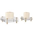 Uttermost Claire 2-Piece Crystal Block Candle Holder Set in Brass/Off White