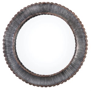 Uttermost Tanaina Metal and MDF Wood Decorative Mirror in Silver/Rustic Brown