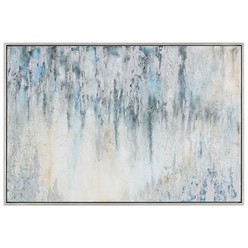 Uttermost Overcast Wood and Acrylic Abstract Art in Blue/Gray/Silver/White