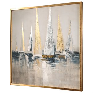 Uttermost Regatta Pine Canvas and Acrylic Nautical Art in Multi-Color