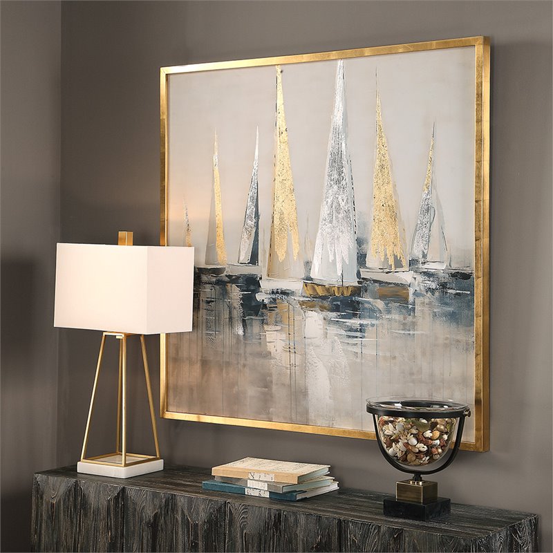 Uttermost Regatta Pine Canvas and Acrylic Nautical Art in Multi-Color