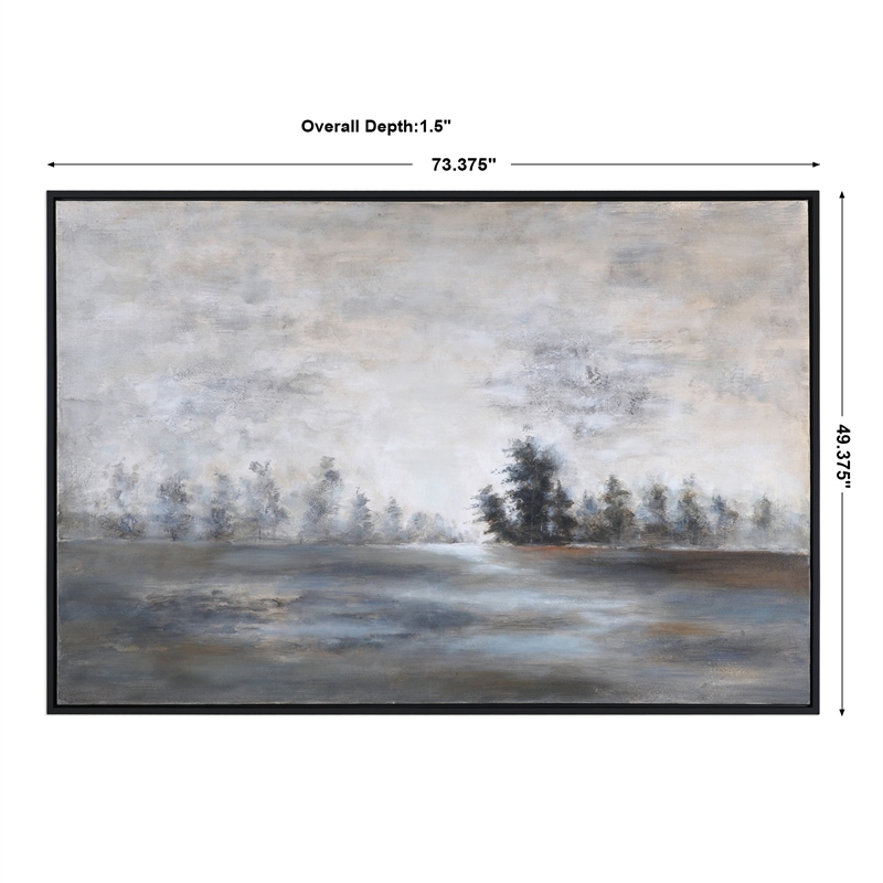 Uttermost Evening Mist Wood Canvas Acrylic Landscape Art in Gray/Green/Charcoal