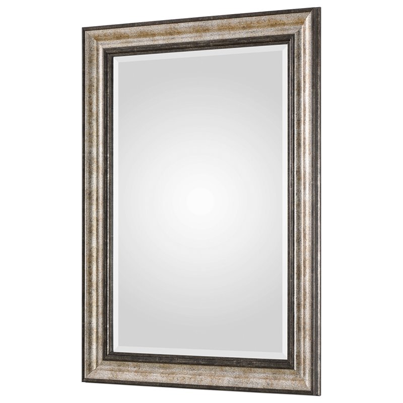 Uttermost Shefford Plastic and MDF Decorative Mirror in Antiqued Silver/Bronze