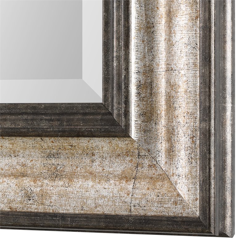 Uttermost Shefford Plastic and MDF Decorative Mirror in Antiqued Silver/Bronze