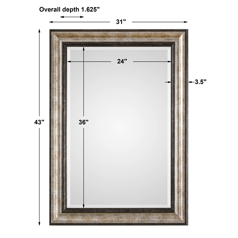 Uttermost Shefford Plastic and MDF Decorative Mirror in Antiqued Silver/Bronze