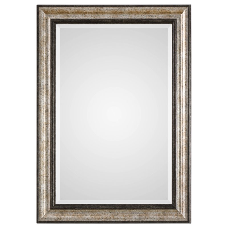 Uttermost Shefford Plastic and MDF Decorative Mirror in Antiqued Silver/Bronze