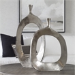 Uttermost Cierra 2-Piece Farmhouse Cast Aluminum Vase Set in Textured Nickel