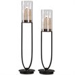 Uttermost Durga 2-Piece Metal and Glass Candle Holder Set in Matte Black/Beige