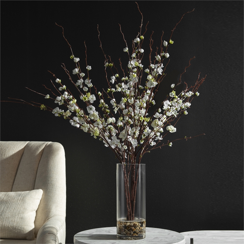 Uttermost Quince Blossom Silk Glass and Acrylic Centerpiece in Cream/Clear
