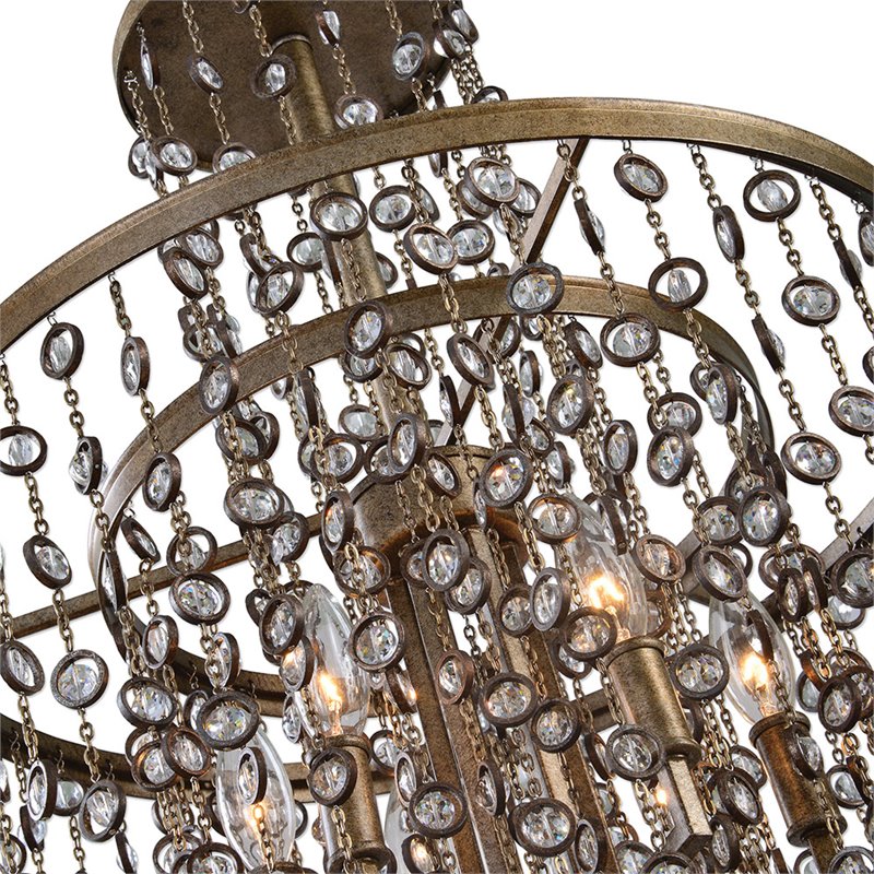 Uttermost Valka 6 Light Crystal Chandelier in Silver Swedish Iron