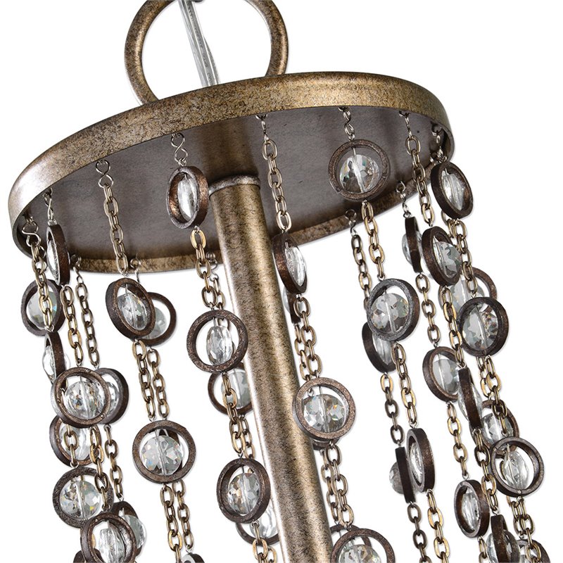 Uttermost Valka 6 Light Crystal Chandelier in Silver Swedish Iron