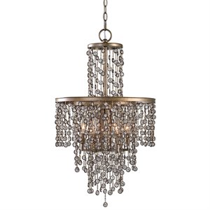 Uttermost Valka 6 Light Crystal Chandelier in Silver Swedish Iron