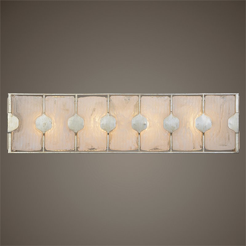 Uttermost Rene 4-Light Iron and Glass Bath Vanity Light in Silver/White