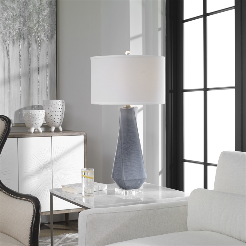 Uttermost Anatoli Glass Metal and Crystal Table Lamp in Brown/Gray/Nickel