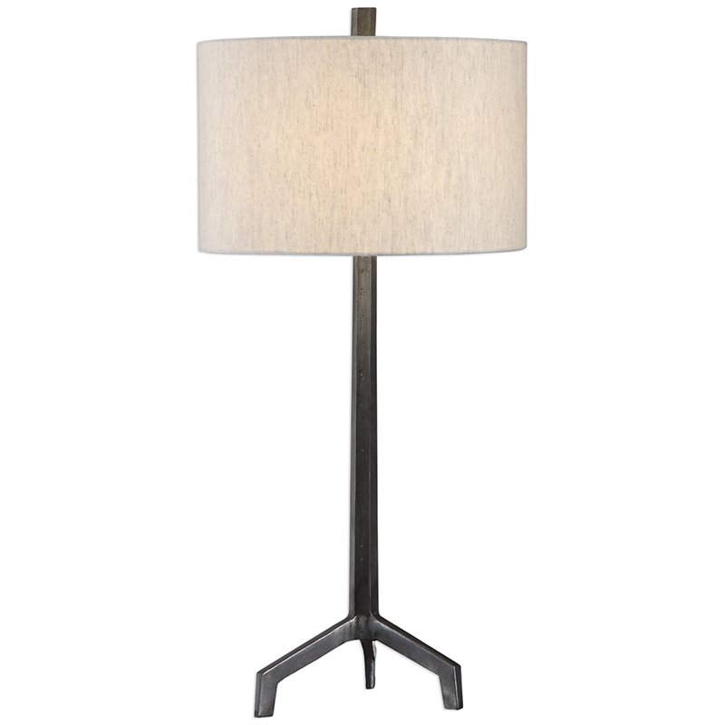 Uttermost Ivor Steel and Fabric Table Lamp in Gray and Light Beige
