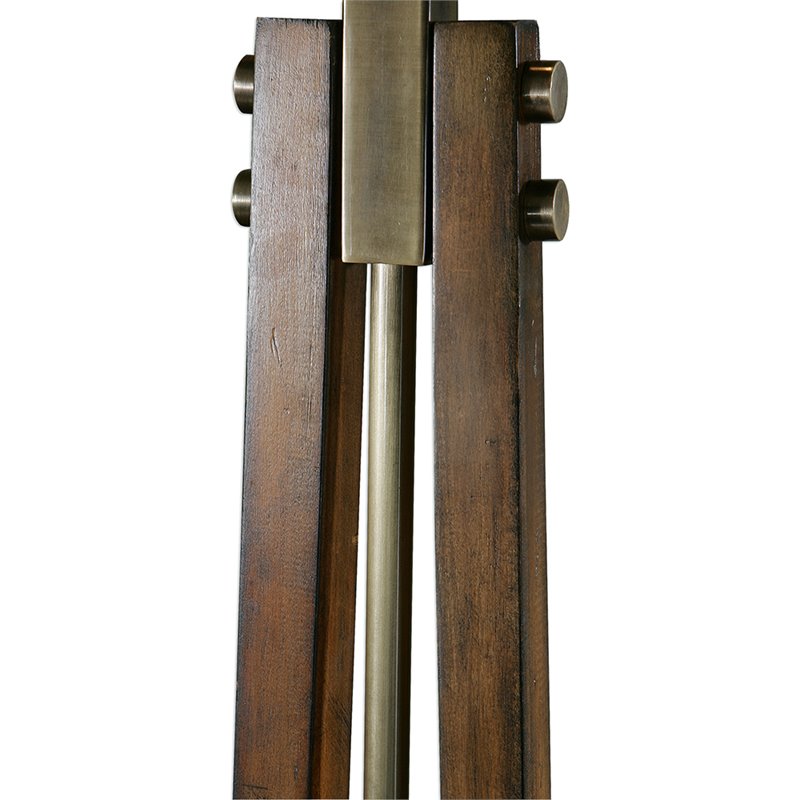 Uttermost Boydton Iron and Linen Floor Lamp in Honey and Light Beige