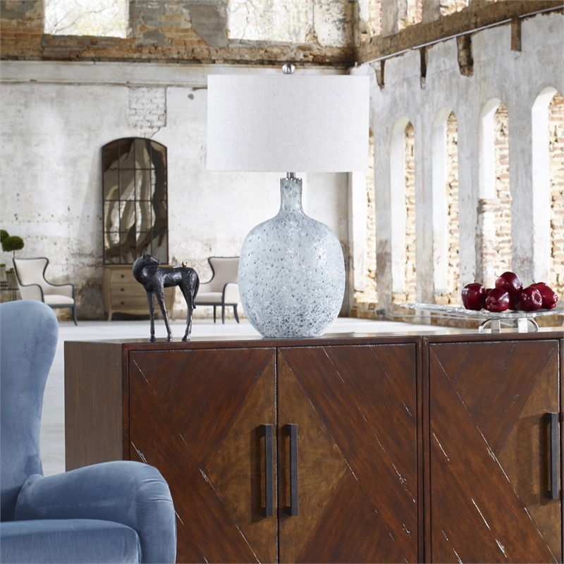 Uttermost Oceaonna Glass Fabric and Iron Table Lamp in Blue and Green
