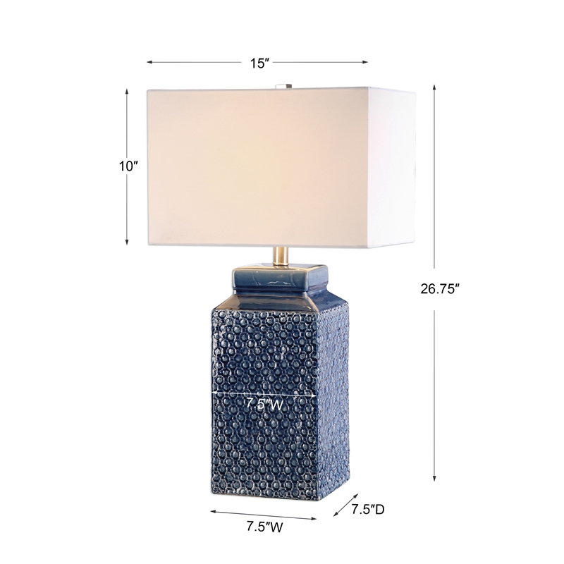 Uttermost Pero Ceramic and Iron Table Lamp in Sapphire Blue and Nickel