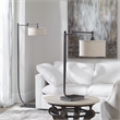 Uttermost Lamine Iron and Fabric Floor Lamp in Dark Bronze and Beige