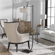 Uttermost Lamine Iron and Fabric Floor Lamp in Dark Bronze and Beige