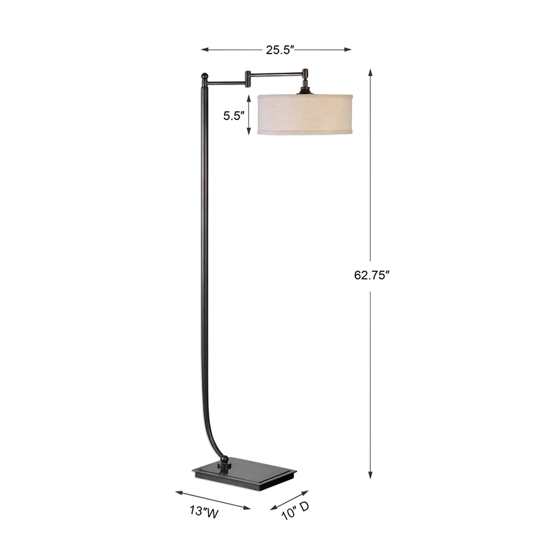 Uttermost Lamine Iron and Fabric Floor Lamp in Dark Bronze and Beige
