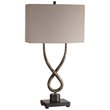 Uttermost Talema Steel and Marble Table Lamp in Aged Silver and Light Beige